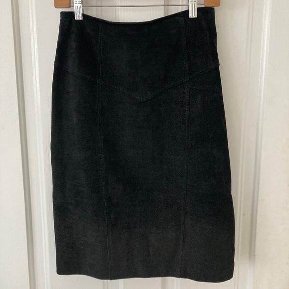 Women Lace Up Suede Leather Pencil Skirt High Waist Zip Back Split Bodycon Short Saia Retro Harajuku Preppy Skirt
